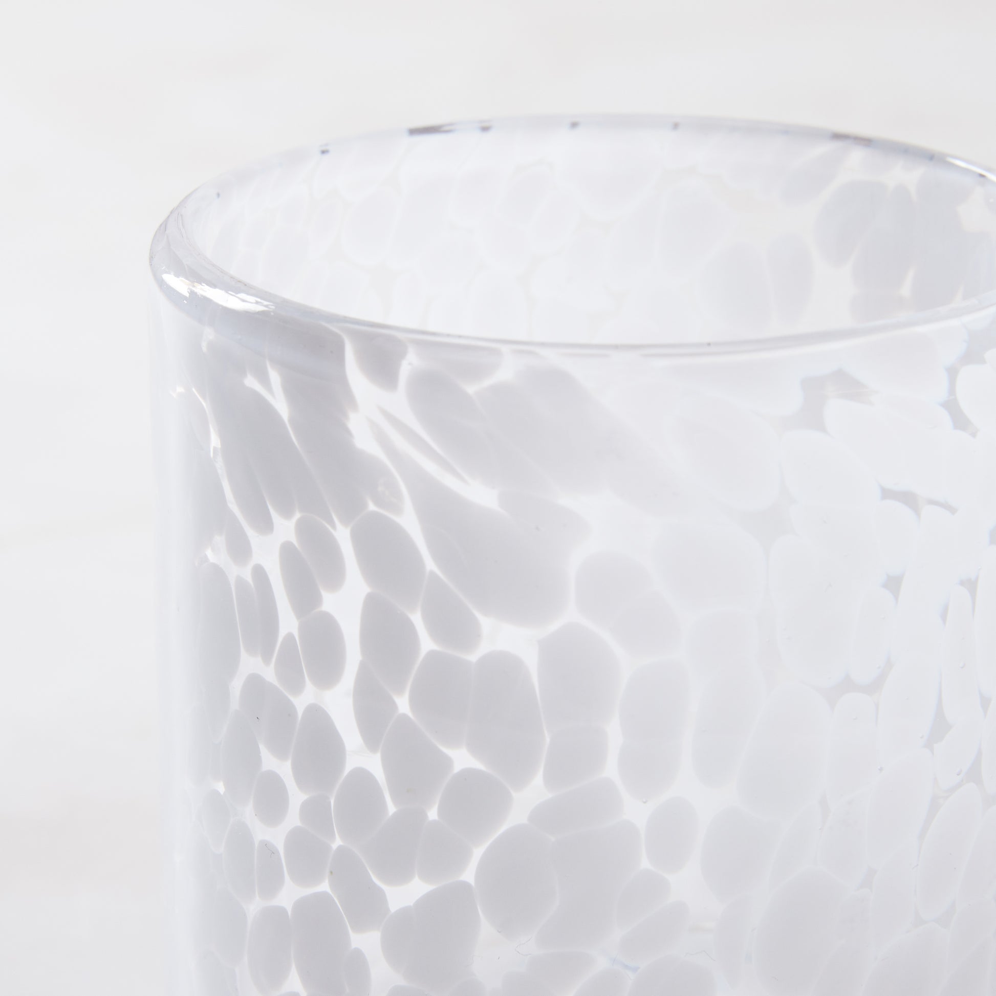 White Tortoise Double Old-Fashioned Glass, 15oz, mouth-blown glass with modern white tortoise pattern.