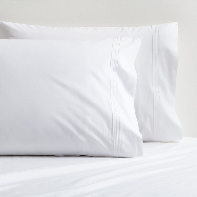White triple stitch percale pillowcases, set of 2, made from extra-long staple cotton.