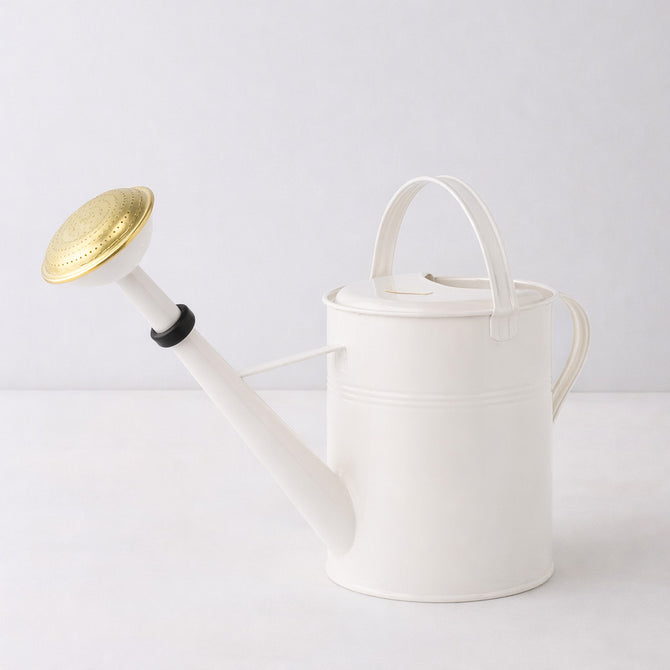 HG Garden White Zinc Watering Can, 9 Liter