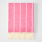 Wild Orchid Pink Fiji Stripe Throw Blanket, 51"W x 67"L, cotton-acrylic blend with fringe.