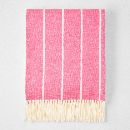 Wild Orchid Pink Fiji Stripe Throw Blanket, 51"W x 67"L, cotton-acrylic blend with fringe.
