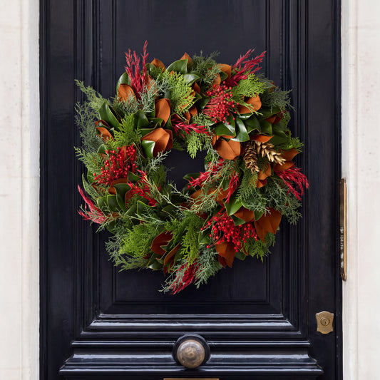 Winter Whimsy Cypress and Magnolia Wreath