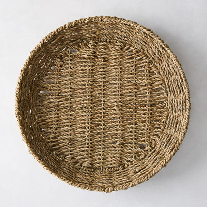 Set of 4 woven seagrass plates, 12.75"Dia, natural brown, sturdy and stylish.