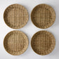 Set of 4 round woven seagrass plates with natural texture, 12.75"Dia.