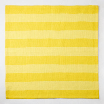 Yellow Tonal Hampton Stripe Cotton Napkin, 22" square, with bold two-toned yellow stripes.