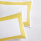 Two yellow wide-band percale pillow shams, 500-thread-count extra-long staple cotton.
