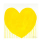 Kerri Rosenthal "You + Me + Whatever" art print: sunshine yellow drippy heart on white, artist signature.