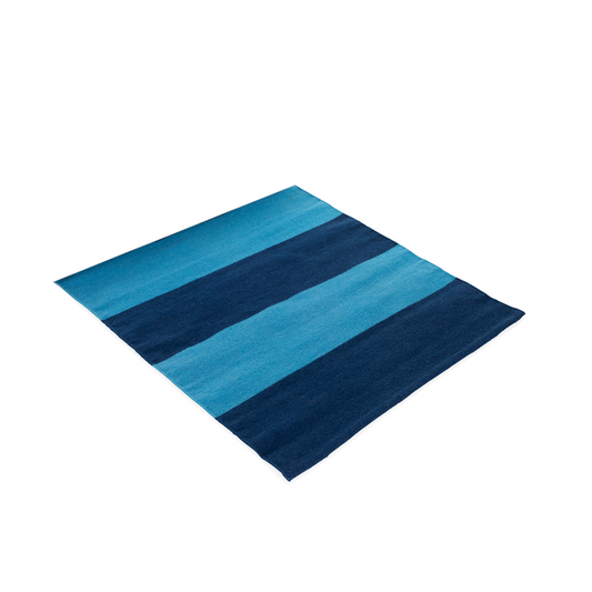 Nantucket Blue and Navy Stripe Handwoven Wool Rug, 2'x3'
