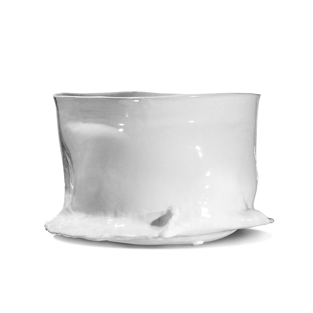 funky white decorative ceramic bowl 