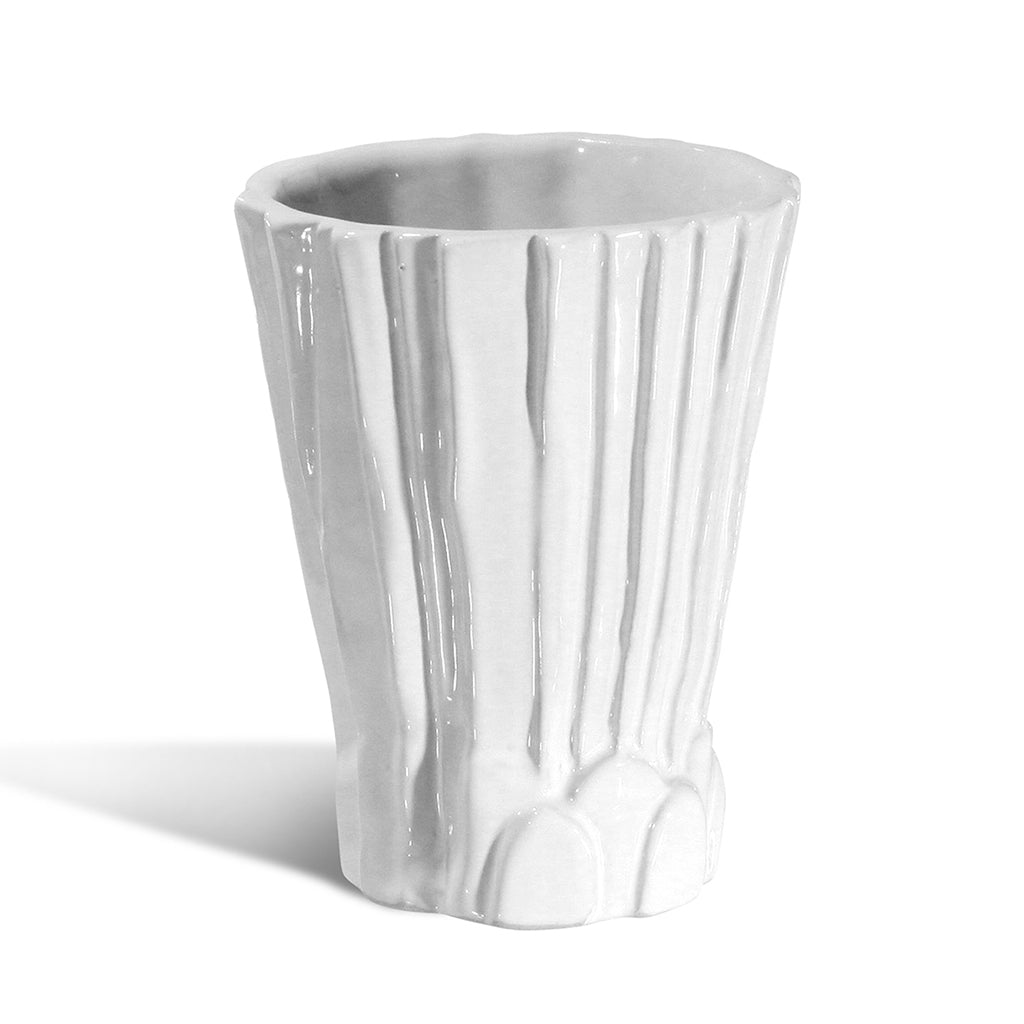 tall white ribbed ceramic bowl 