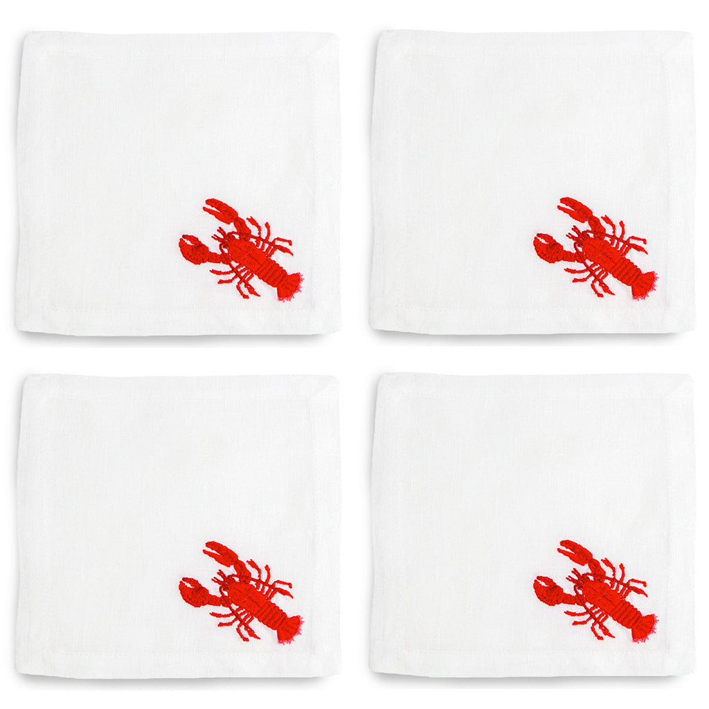 Embroidered Lobster Coaster, set of 4