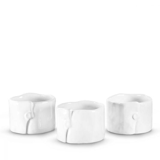 set of 3 ramequin ceramic white handmade