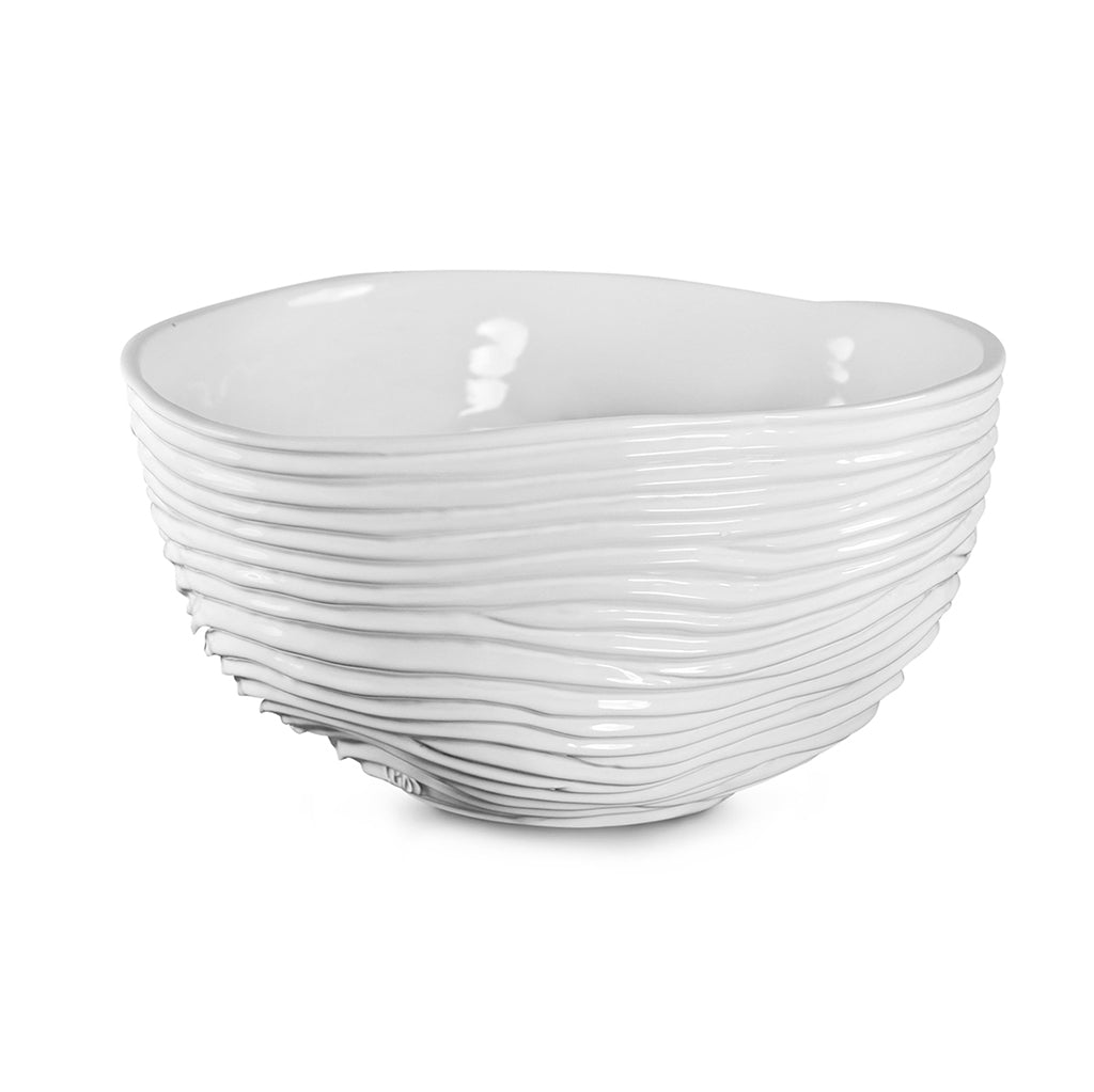 textured handmade ceramic bowl white