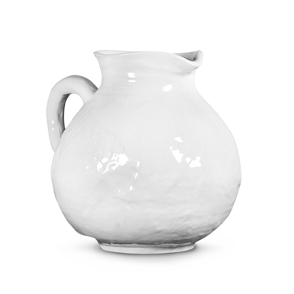 large round white ceramic pitcher 