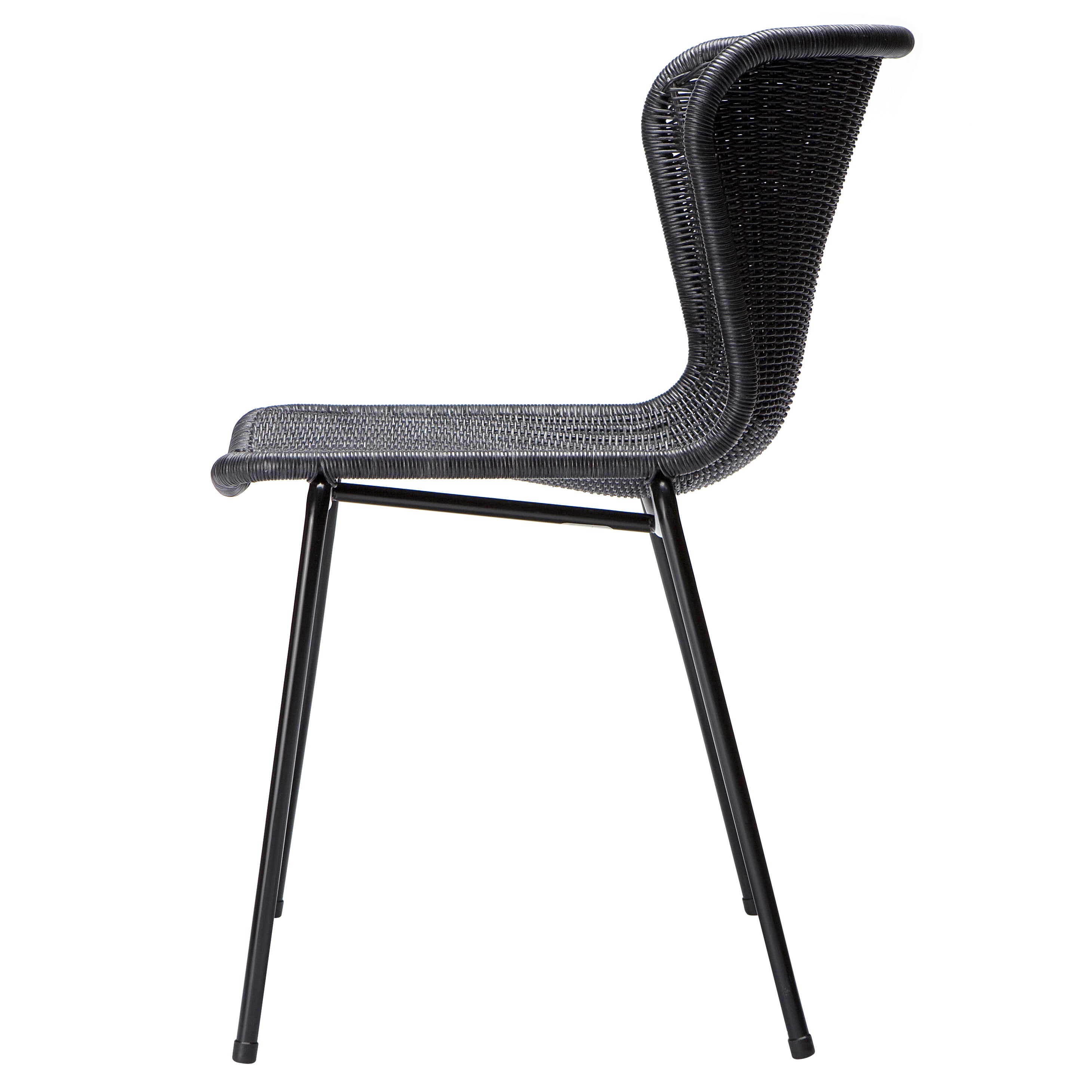 Charcoal Black Rattan Wing Dining Chair Hudson Grace