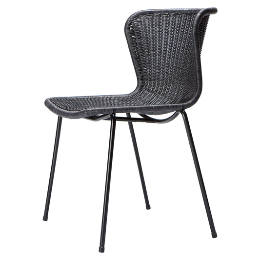 all black dining chair with wide back and black legs