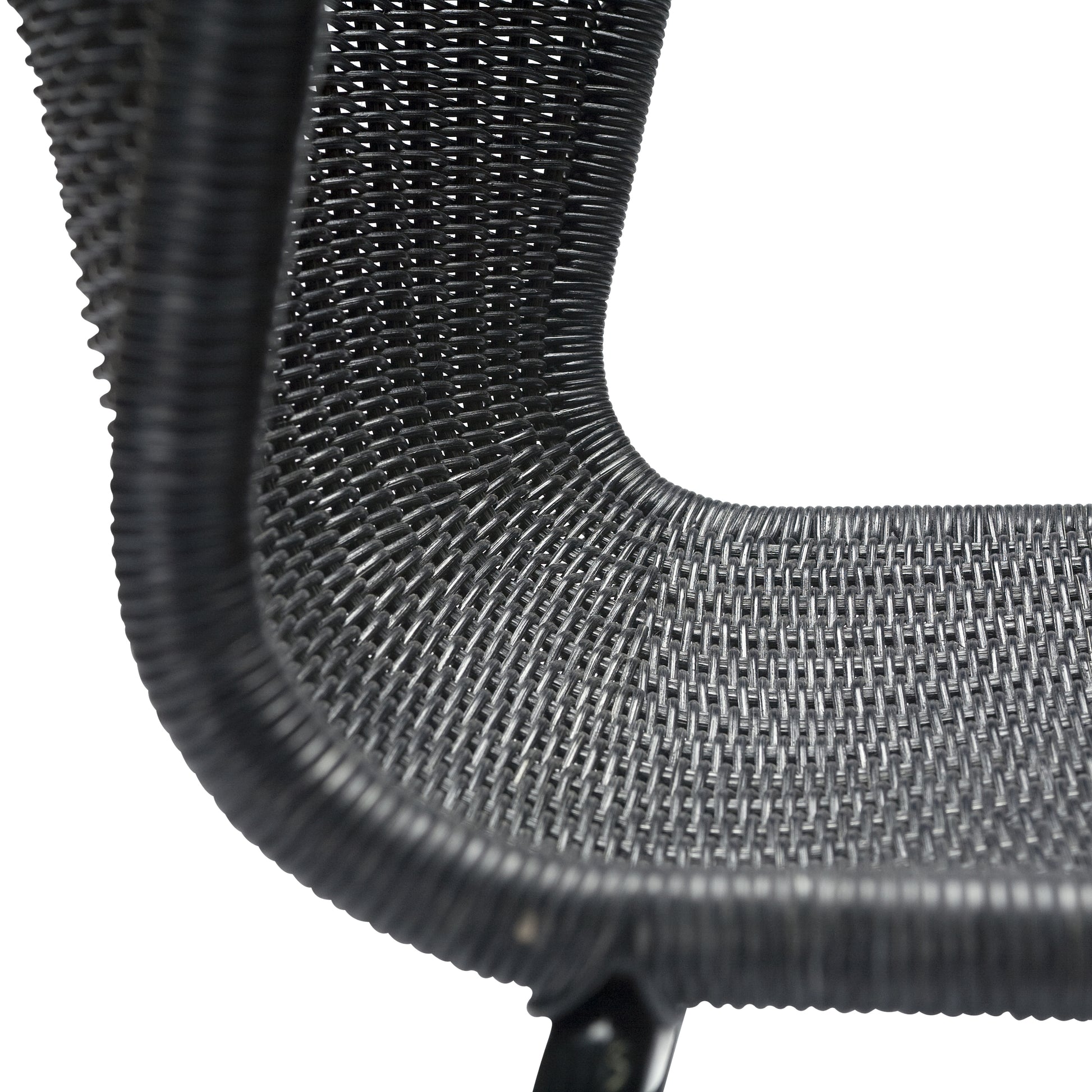 woven black dining chair with black legs