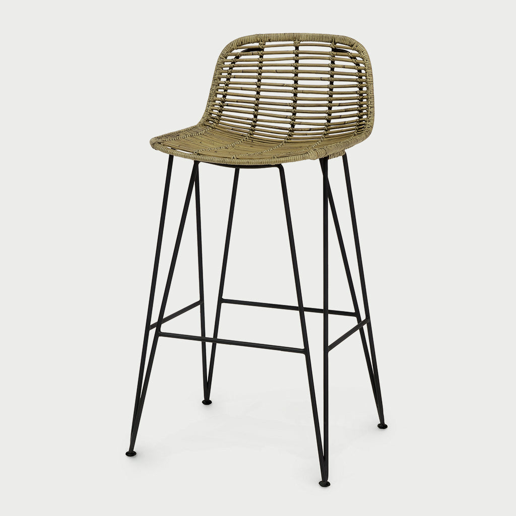 Woven natural rattan bar stool 