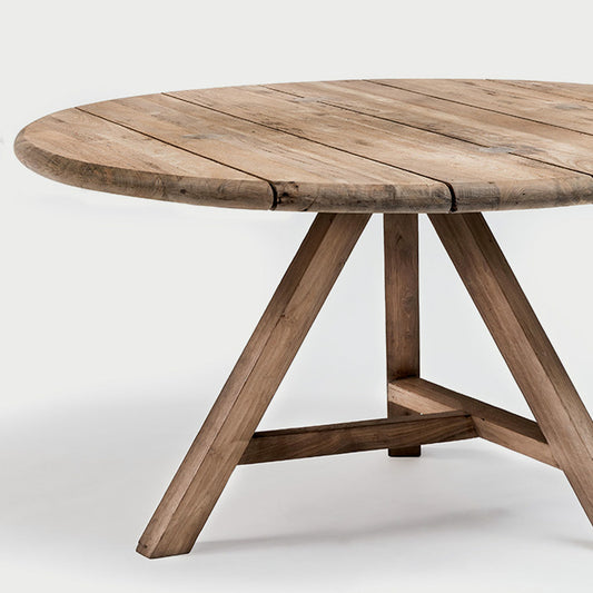wood rustic natural table round garden