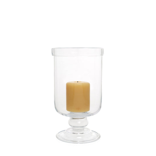 small footed glass candle holder tabletop 