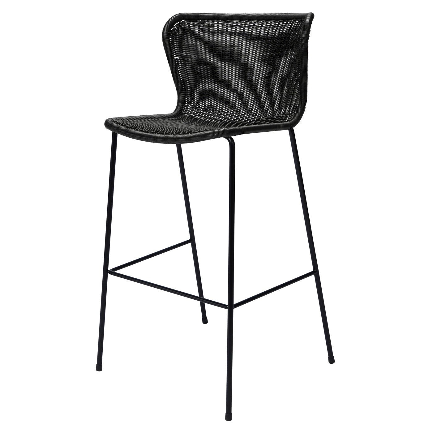 black woven elegant modern bar stool  with black legs