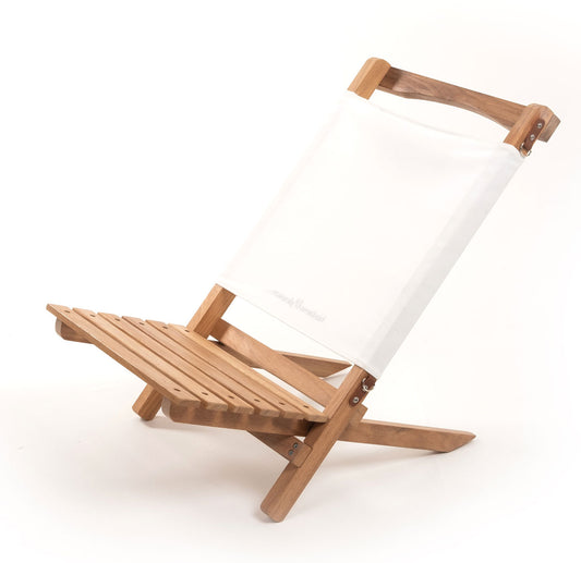 White Canvas Small Portable Outdoor Beach Chair