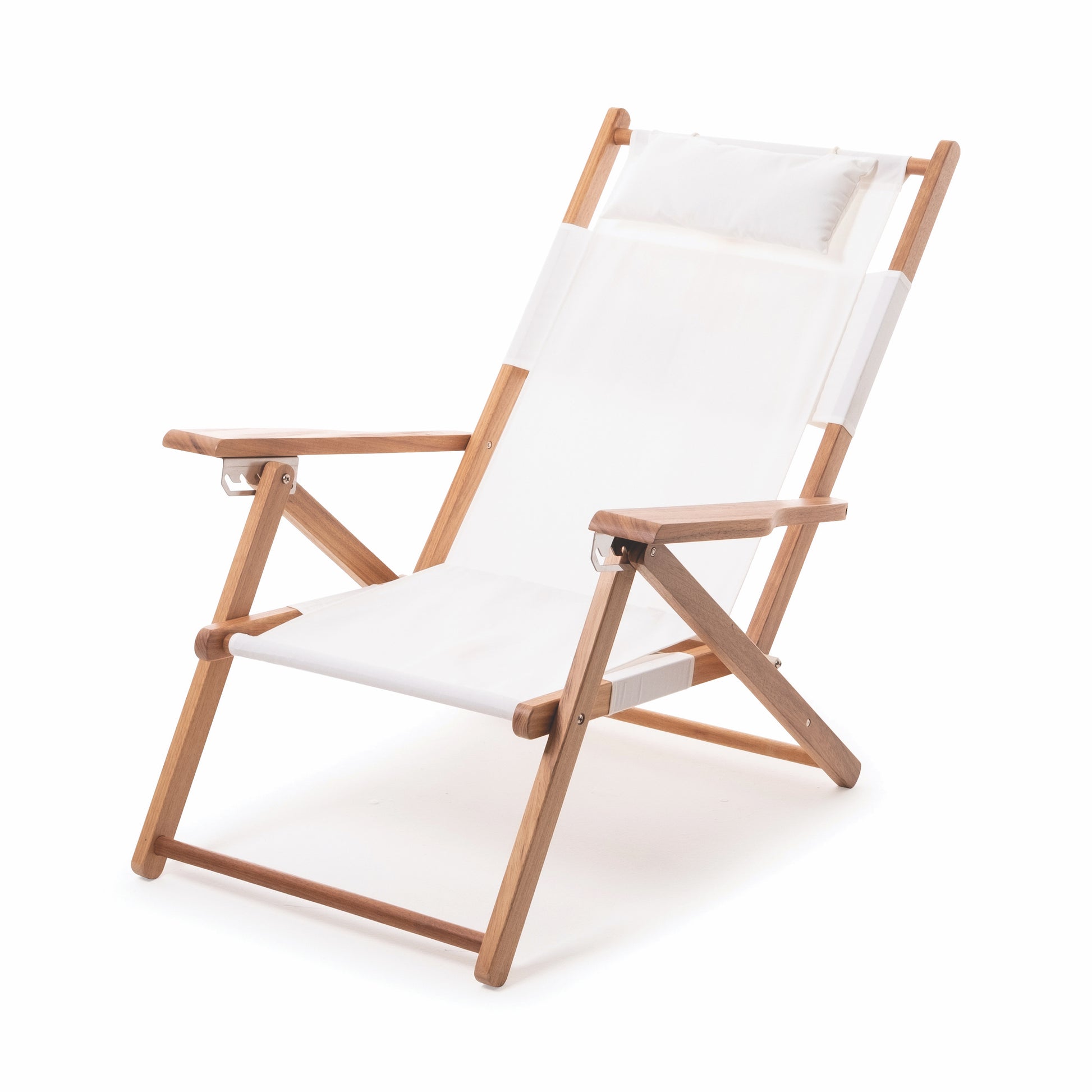 White Canvas Reclining Outdoor Beach Chair