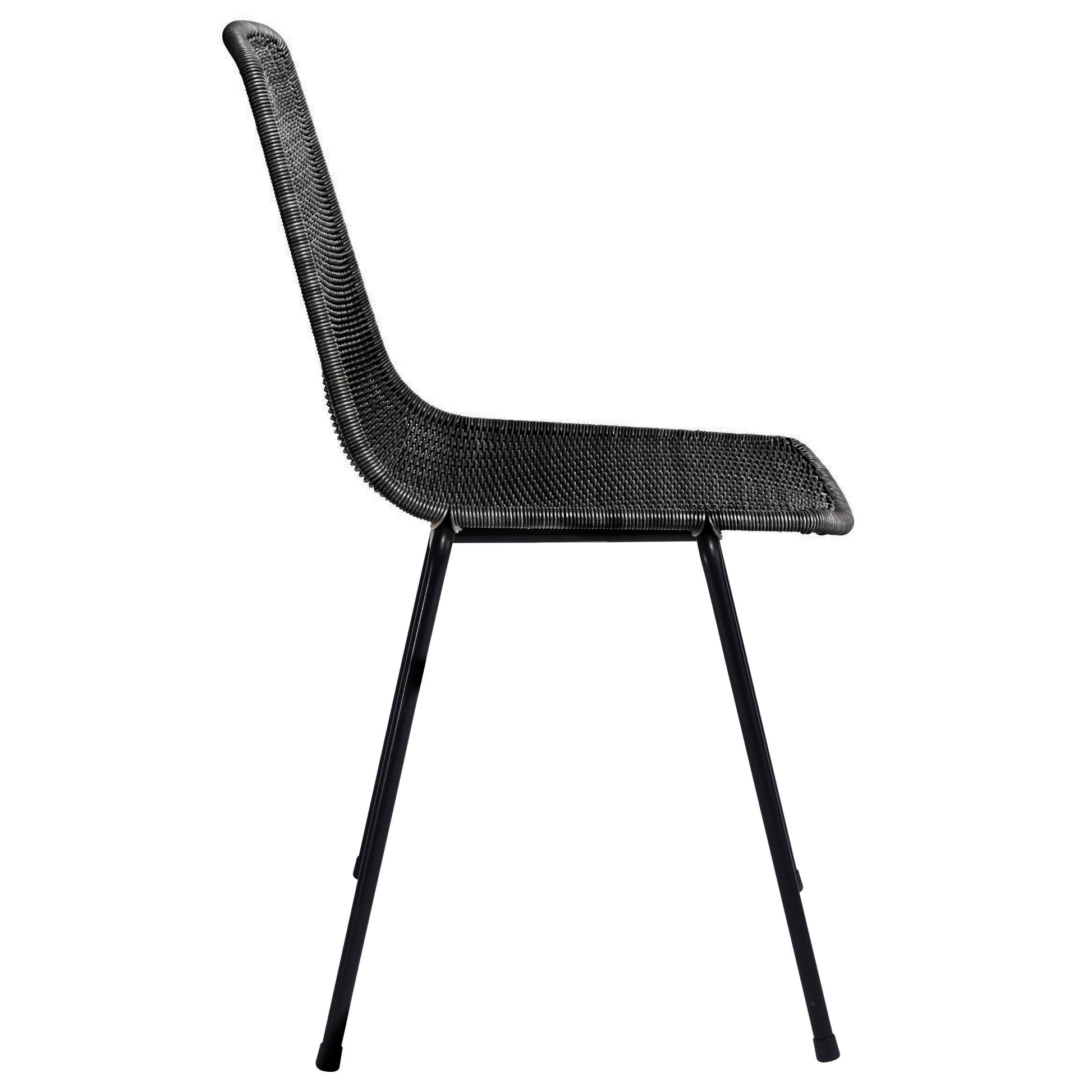 black woven dining chair 