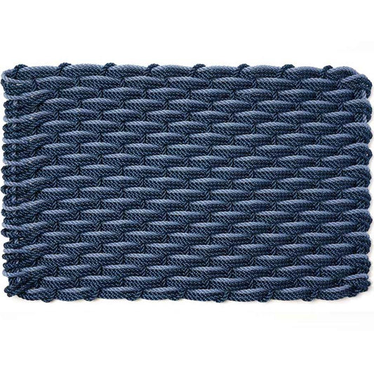 navy and pale blue braided rope doormat