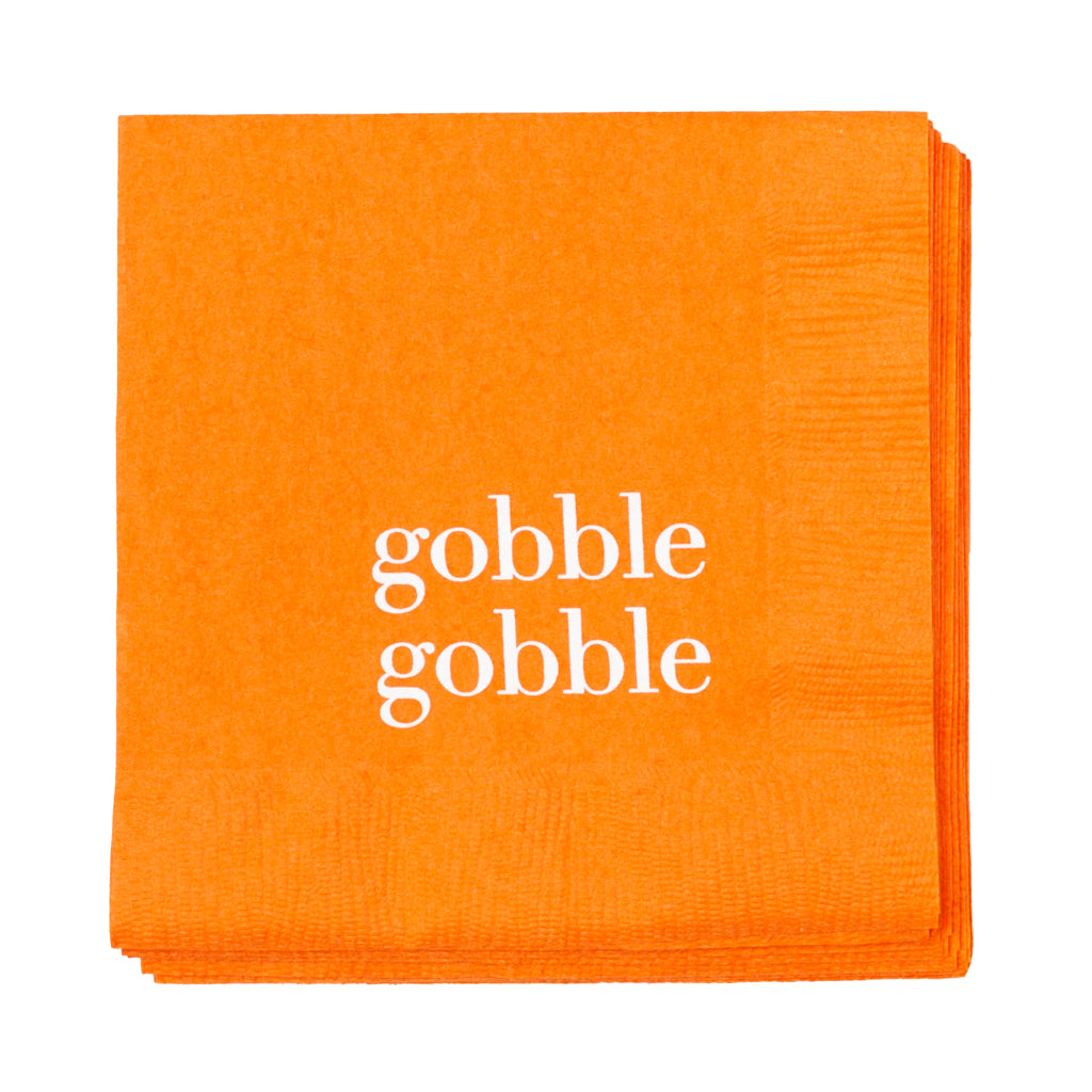 "Gobble, Gobble" Thanksgiving Paper Cocktail Napkins, Set of 50
