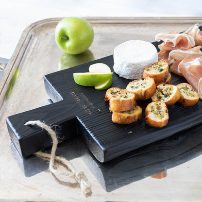 small black stained wood cheese board 
