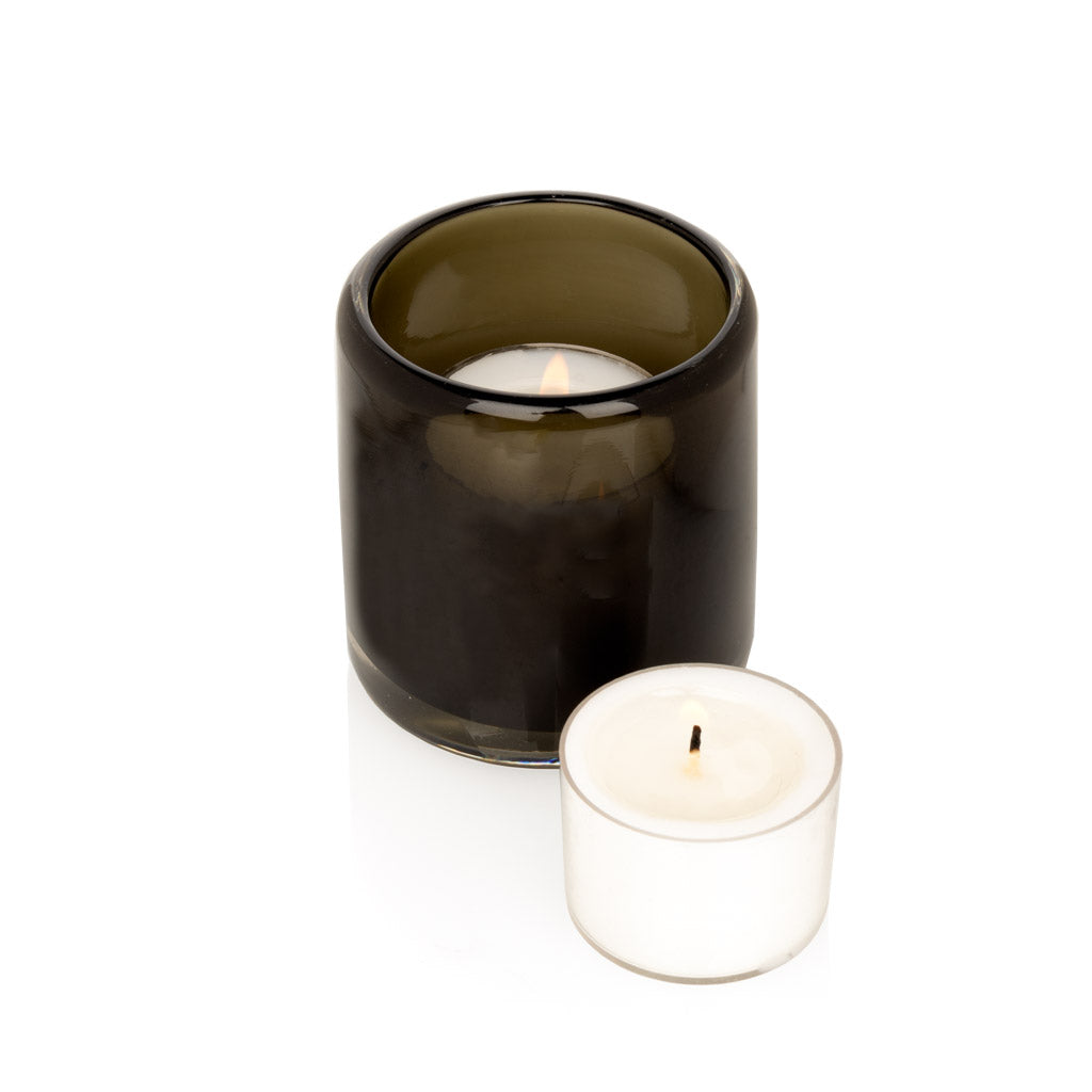 small gray candle holder