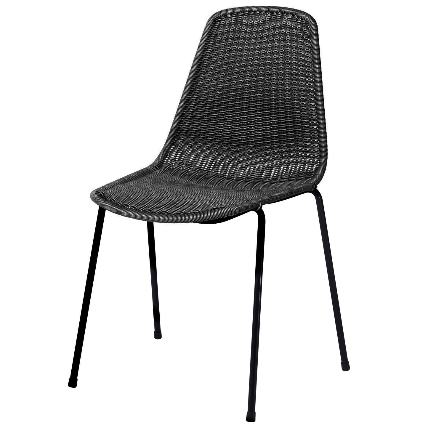 Charcoal Black Rattan "Basket" Dining Chair