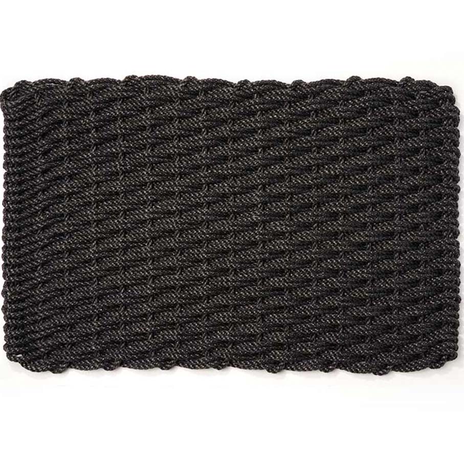 chunky large charcoal black braided rope doormat