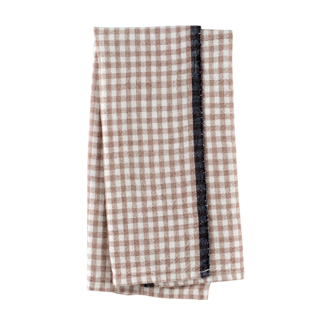 Natural Gingham Check hand towels with black trim