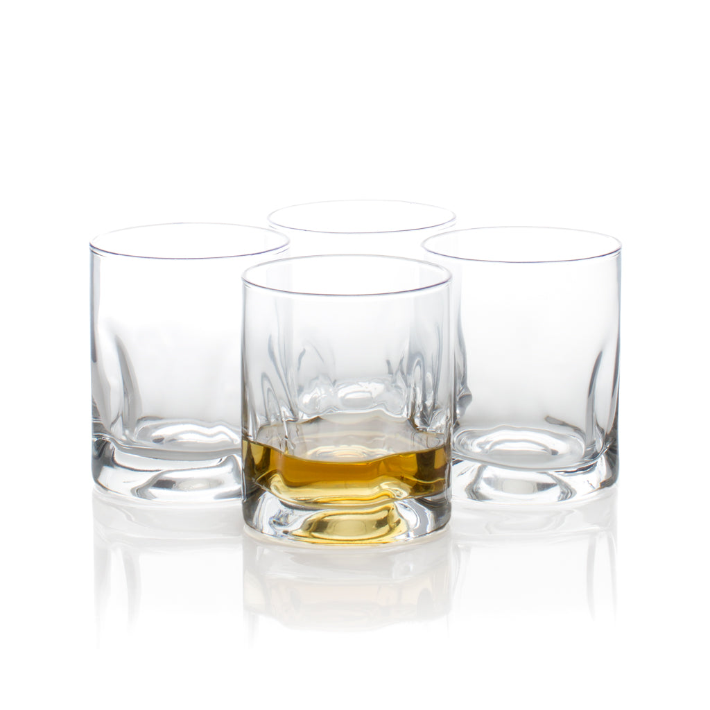 Double Old-Fashioned Glasses with whiskey