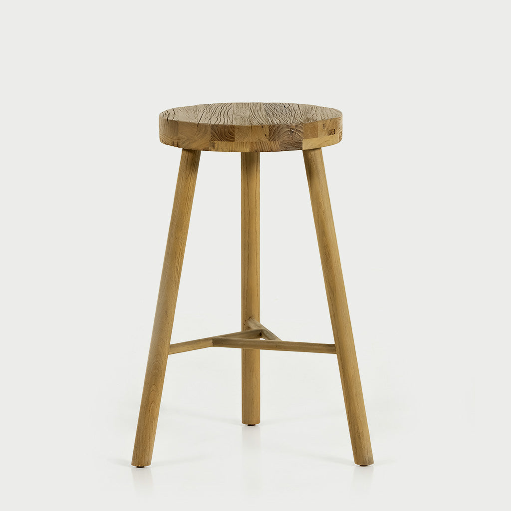 Denton Reclaimed Elm Wood Counter Stool Hudson Grace