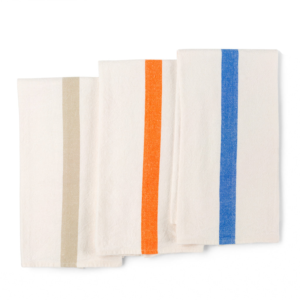 set of two striped linen tea towel