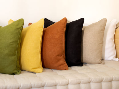 neutral linen square pillow