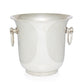 Rounded vintage silver ice bucket with curved edges and ring handles