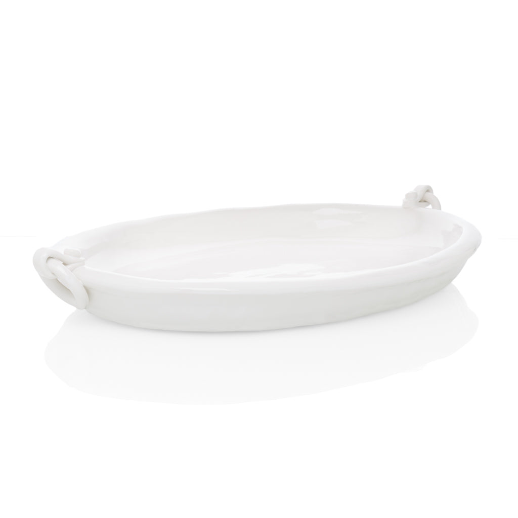 White Ceramic Oval Platter - Hudson Grace
