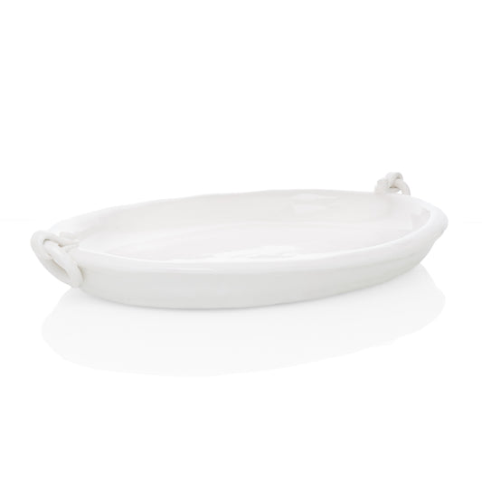 White Oval Platter with ring handles