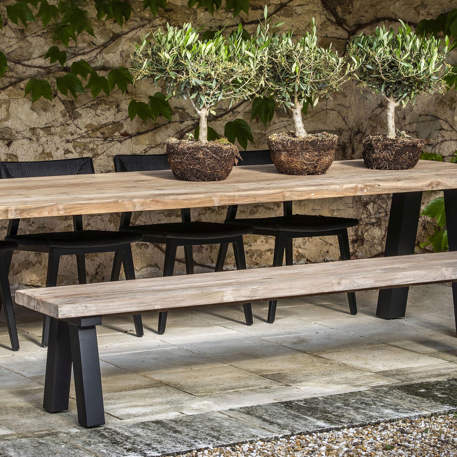 Reclaimed wood dining table best sale with bench