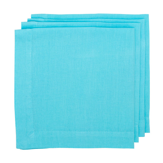 Hudson Grace bright blue aqua hand washed linen napkin square soft everyday use