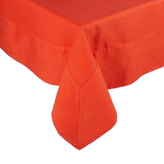 Hudson Grace international orange linen tablecloth machine washable