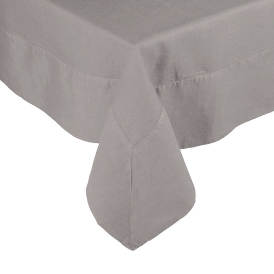 Hudson Grace rain gray linen tablecloth machine washable