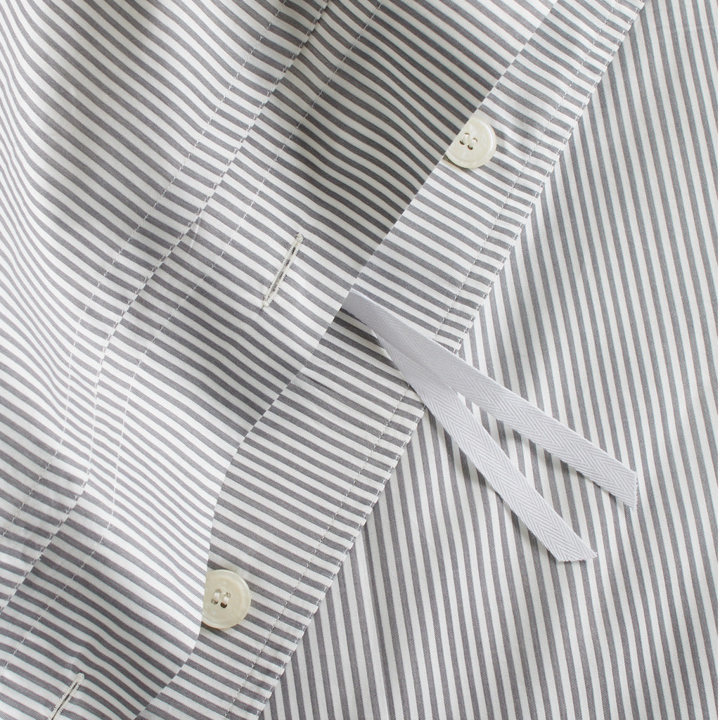 grey and white stripe duvet cover hidden buttons tie corners