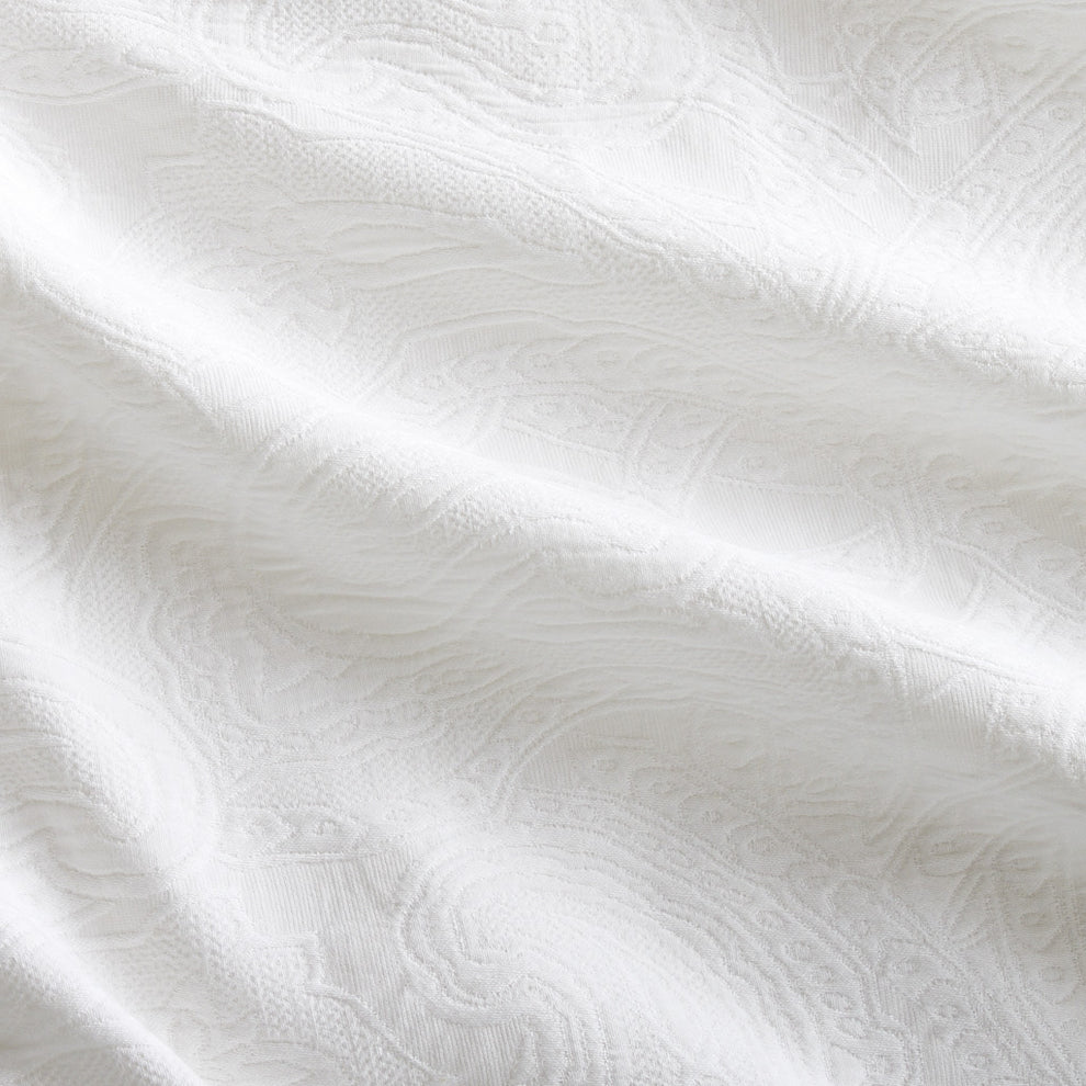 Paisley White Cotton Matelassé Coverlet Hudson Grace