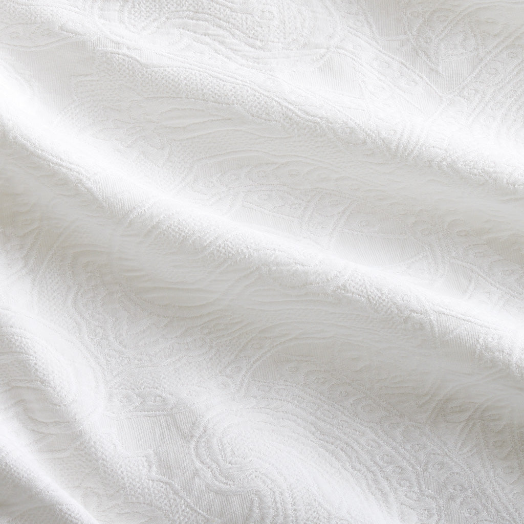textured paisley white cotton matelasse