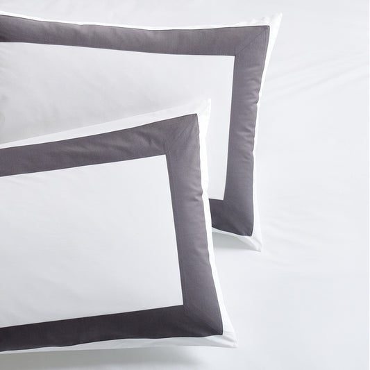 dark grey wide band percale pillow shams cotton
